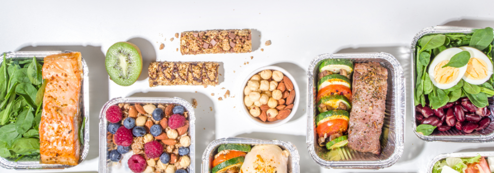 Organic food packed in boxes