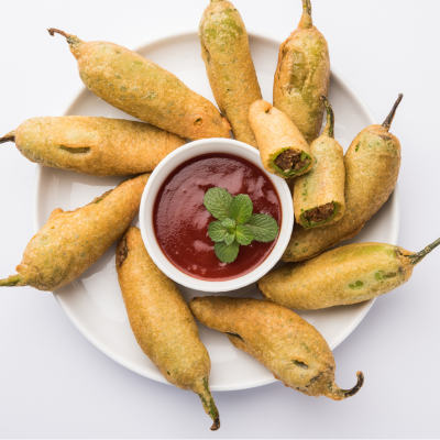 Mirchi Bhaja, Chilli Fritter made form organic ingredients