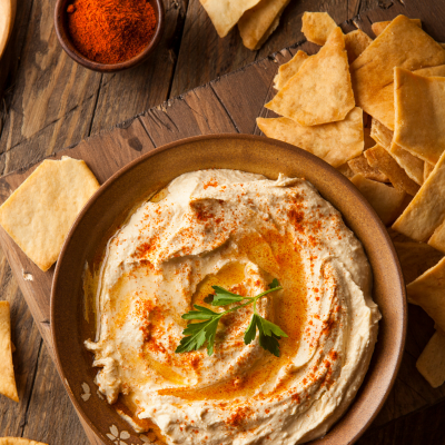 Organic Hummus made from chickpea, chole in a bowl