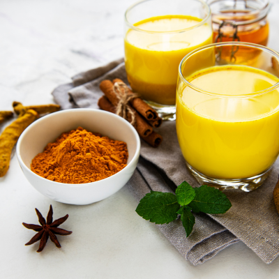 Healthy Turmeric Latter in Almond Milk made from organic ingredients