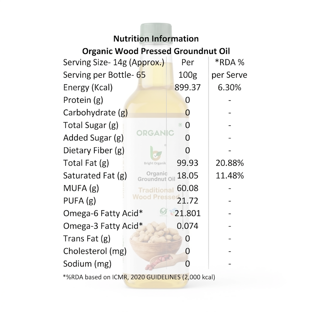 Organic Groundnut Oil (Wood Pressed)