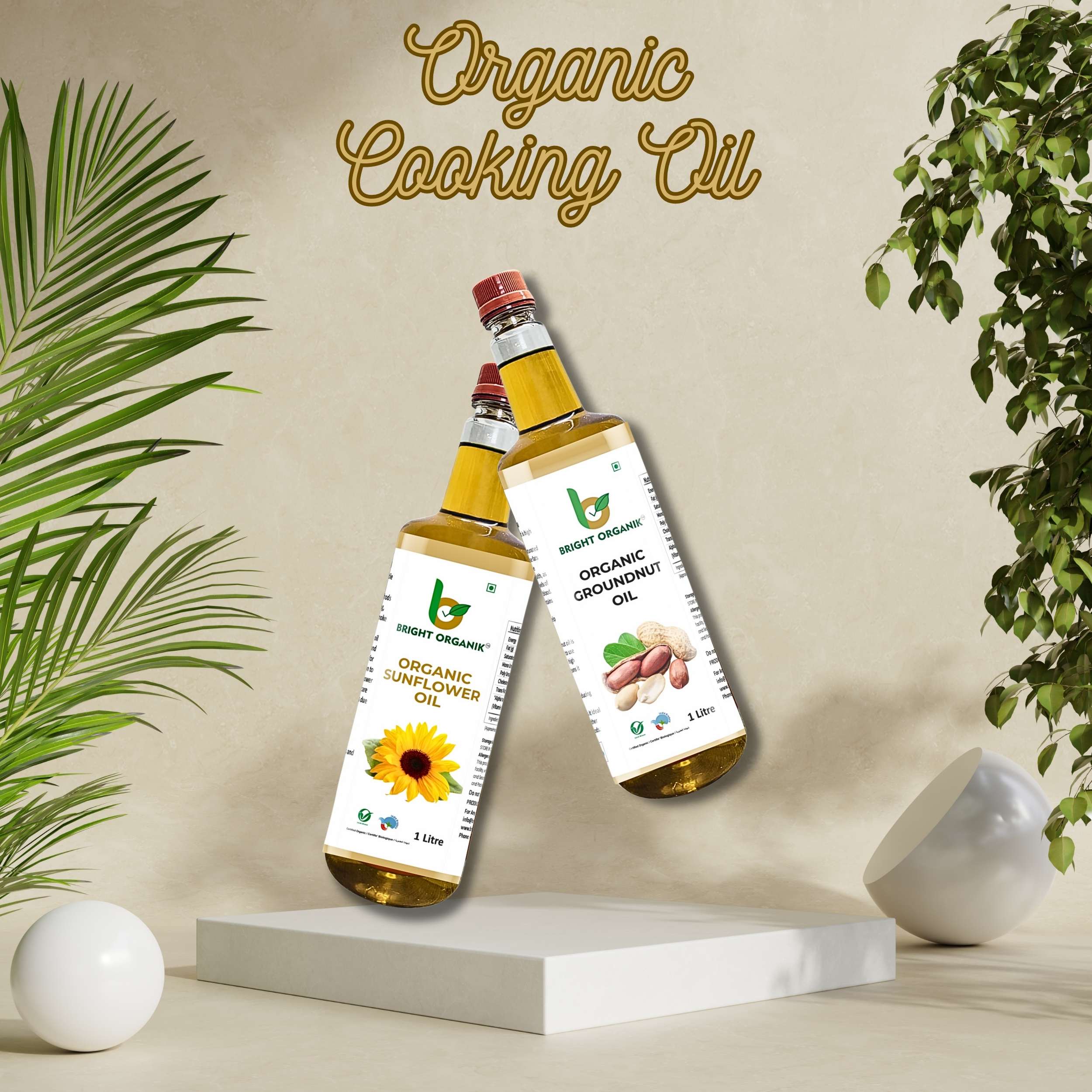 Organic Cooking oil bottle groundnut oil and sunflower oil