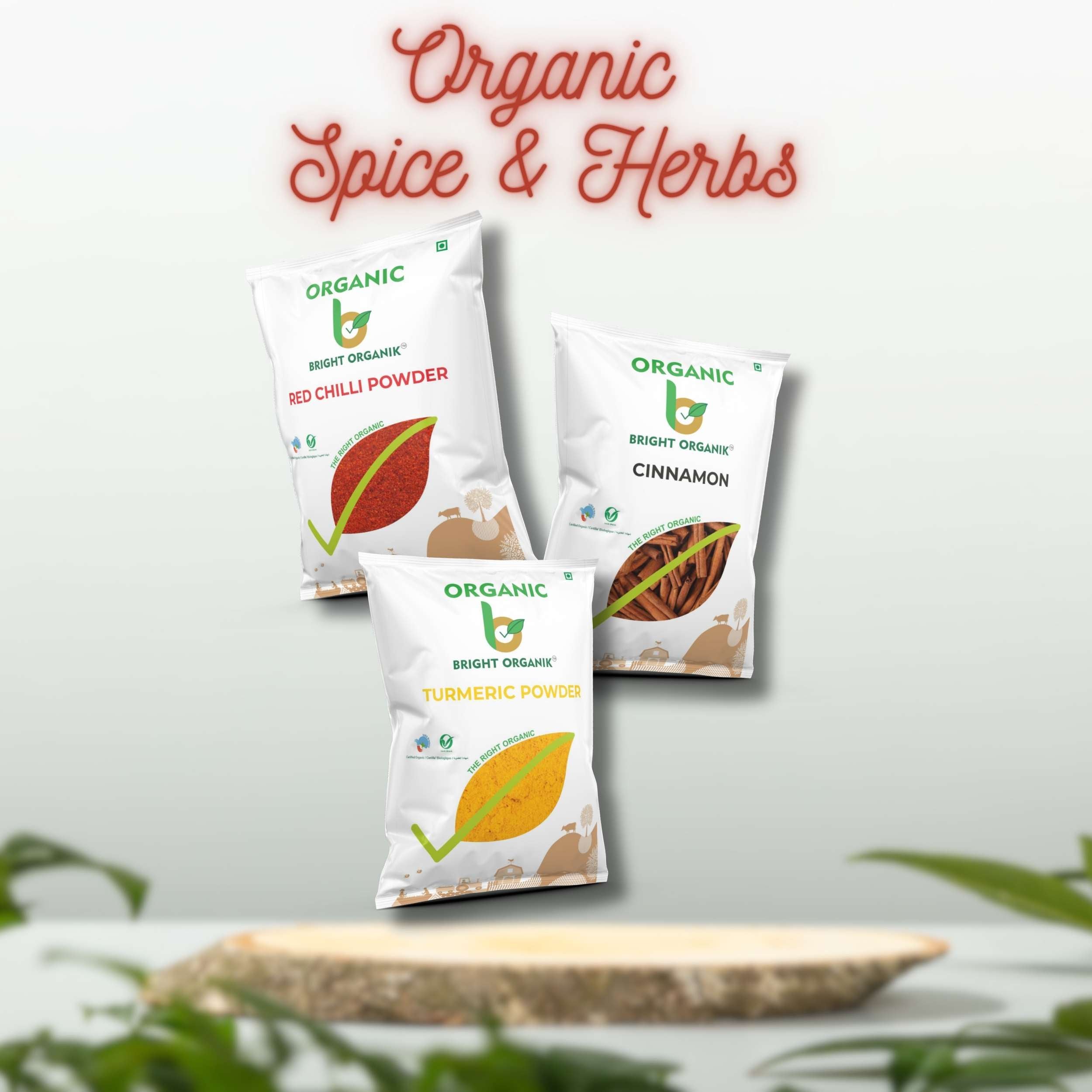 organic spices pouches mock up tumeric chilli cinnamon