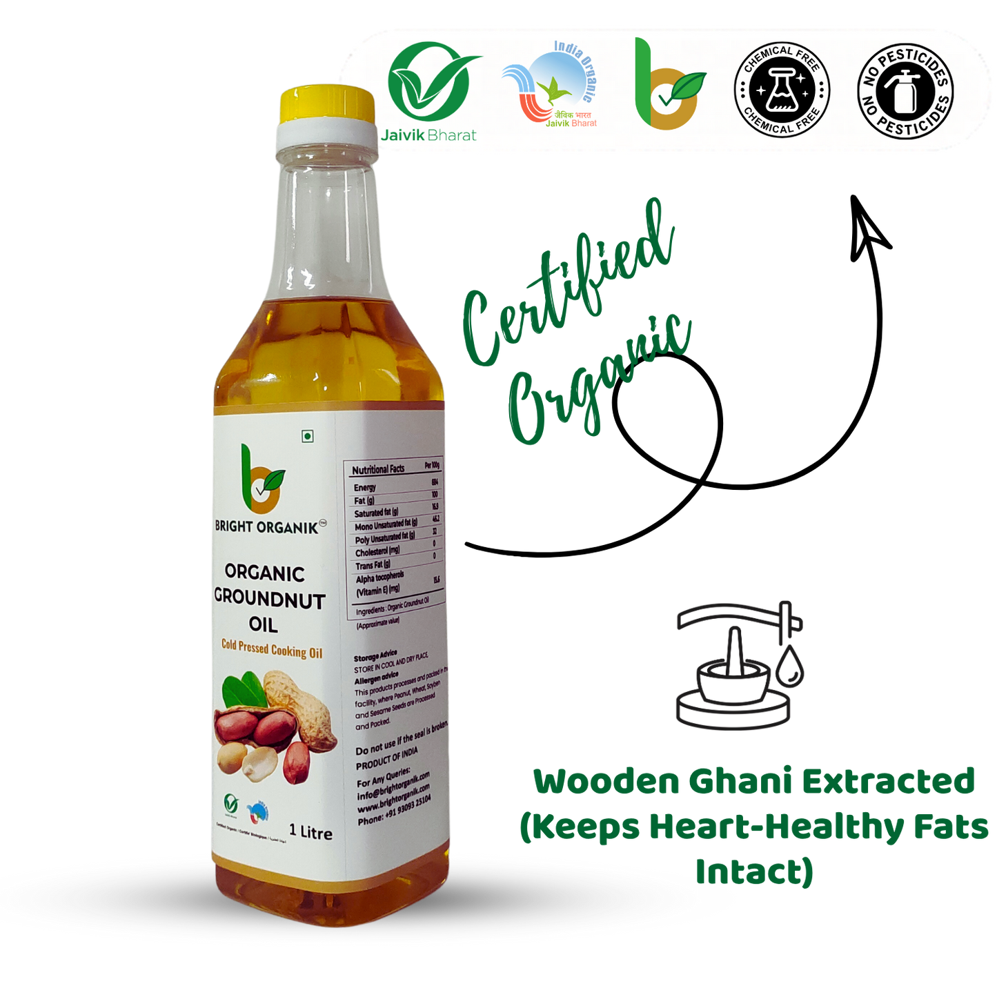 Organic Groundnut Oil (Wood Pressed)