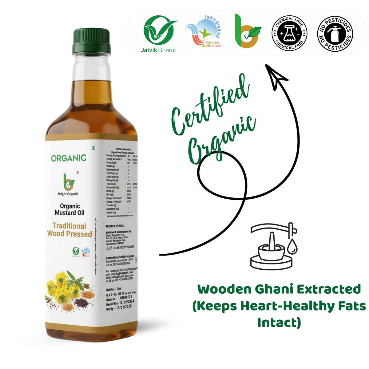 Organic Mustard Oil (Cold Pressed)