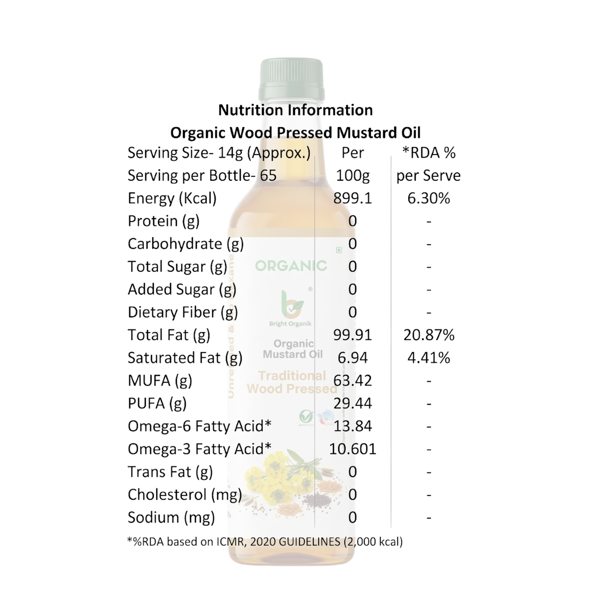 Organic Mustard Oil (Cold Pressed)