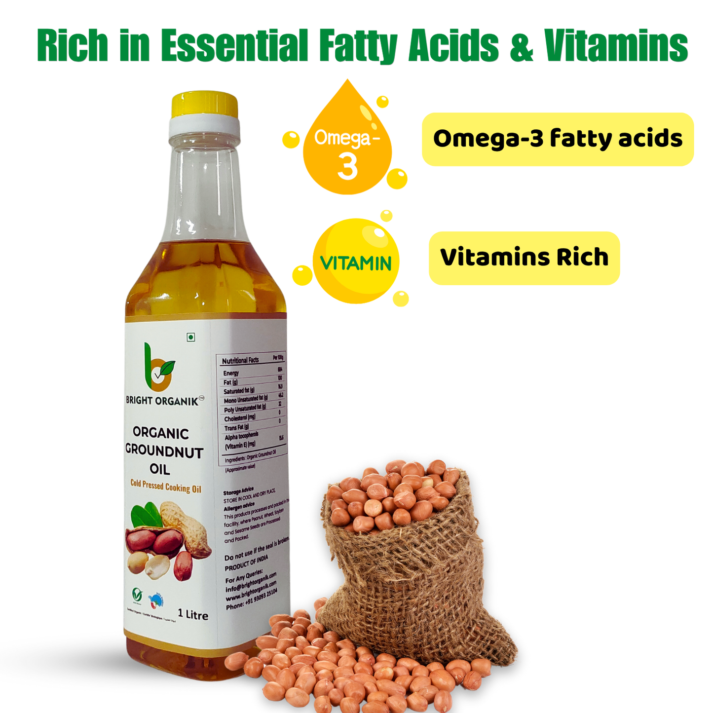 Organic Groundnut Oil (Wood Pressed)
