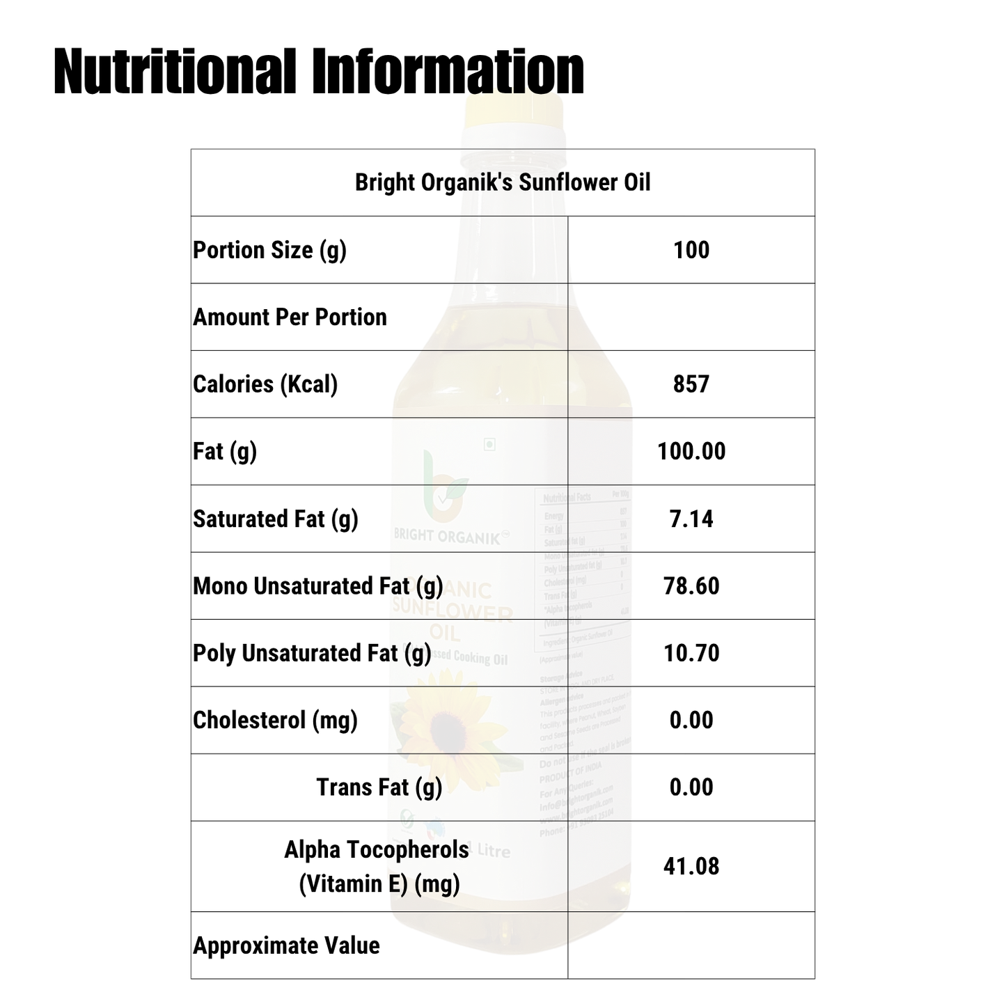 Organic Sunflower Oil (Wood Pressed)