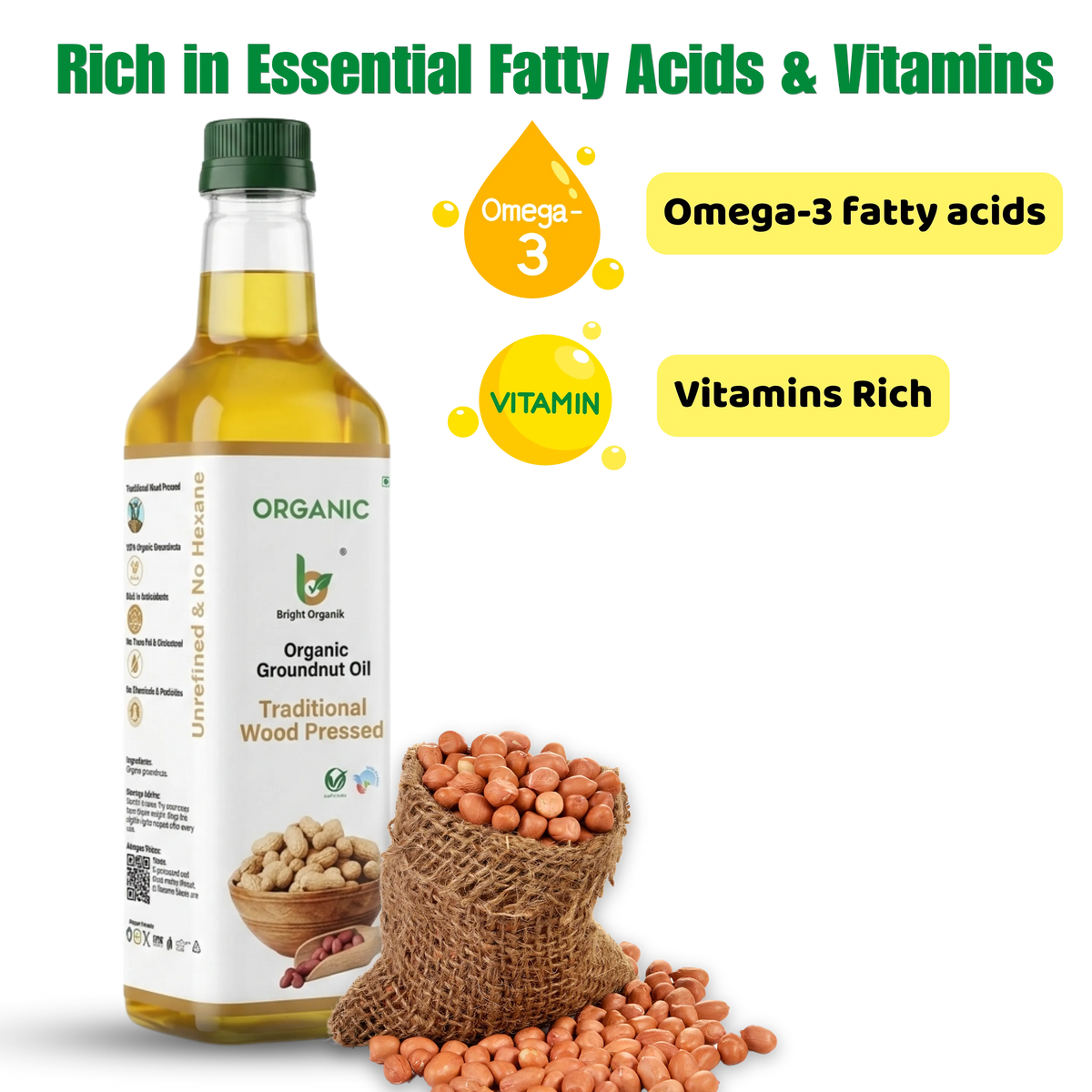Organic Groundnut Oil (Wood Pressed)
