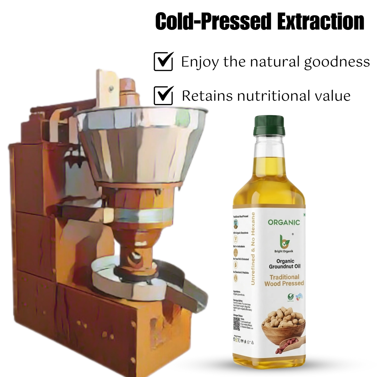 Organic Groundnut Oil (Wood Pressed)