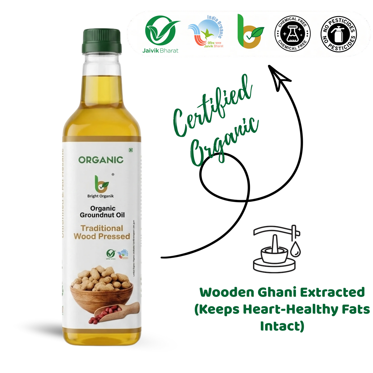 Organic Groundnut Oil (Wood Pressed)