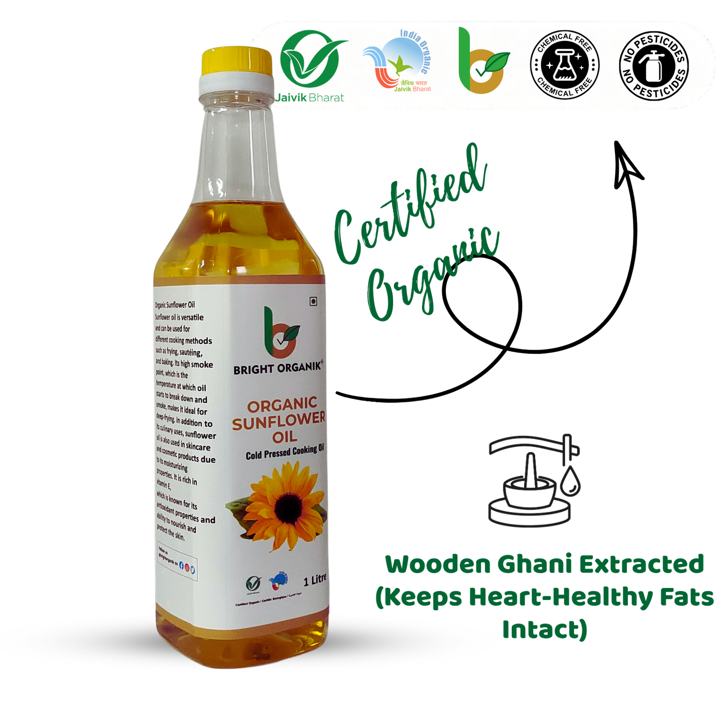 Organic Sunflower Oil (Wood Pressed)